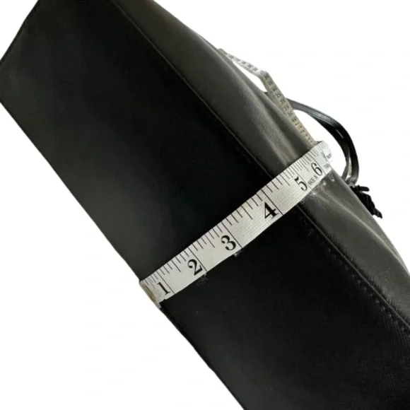 $298 Kate Spade Women's Medium Black & Gold Logo Leather Tote Bag & Bow Key Fob - Picture 14 of 16